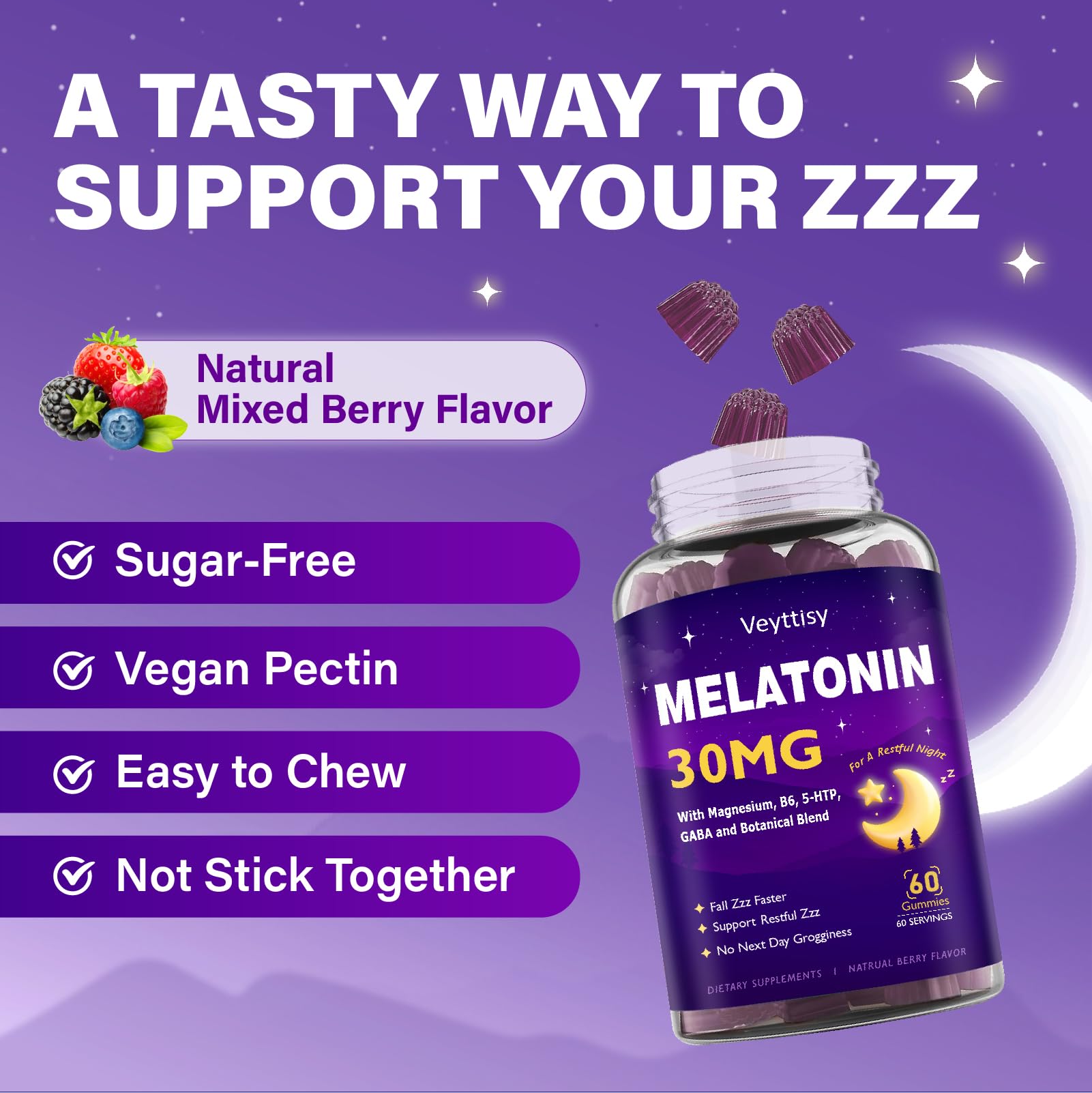 Sugar-free badge and monk fruit note on Veyttisy gummies