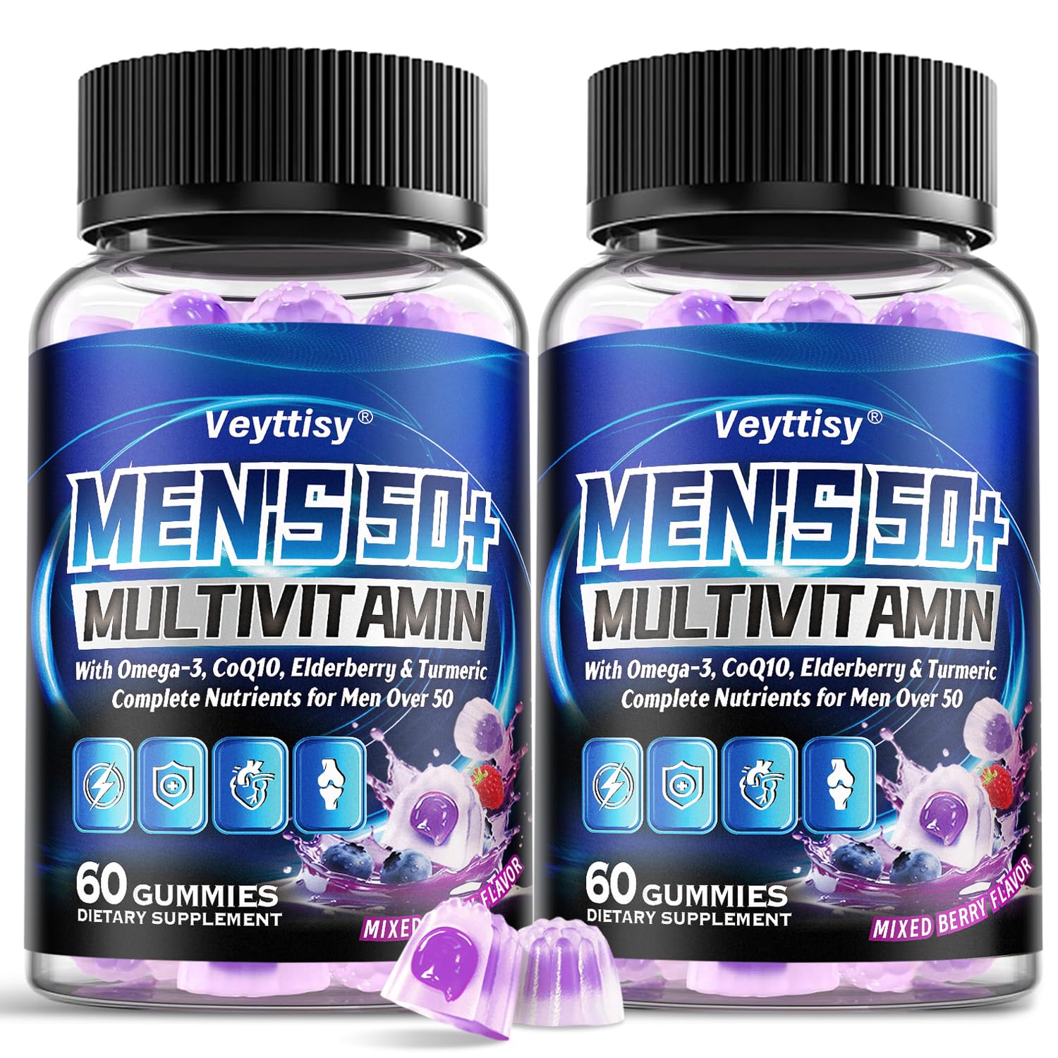 Veyttisy Sugar Free Multivitamin Gummies 50+ bottle front for energy support.