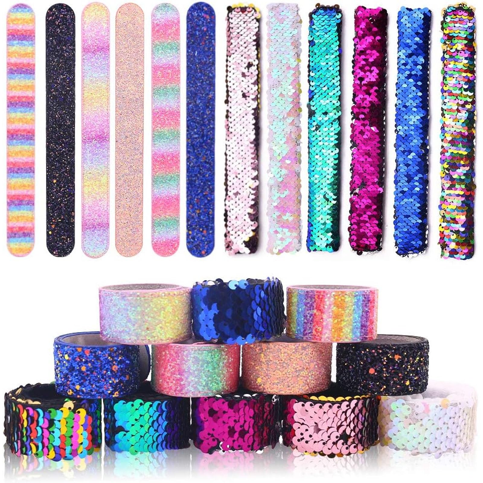 VGOODALL glitter slap bracelets provide vibrant colors for lively party favors