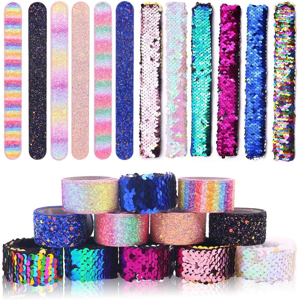 VGOODALL glitter slap bracelets provide vibrant colors for lively party favors