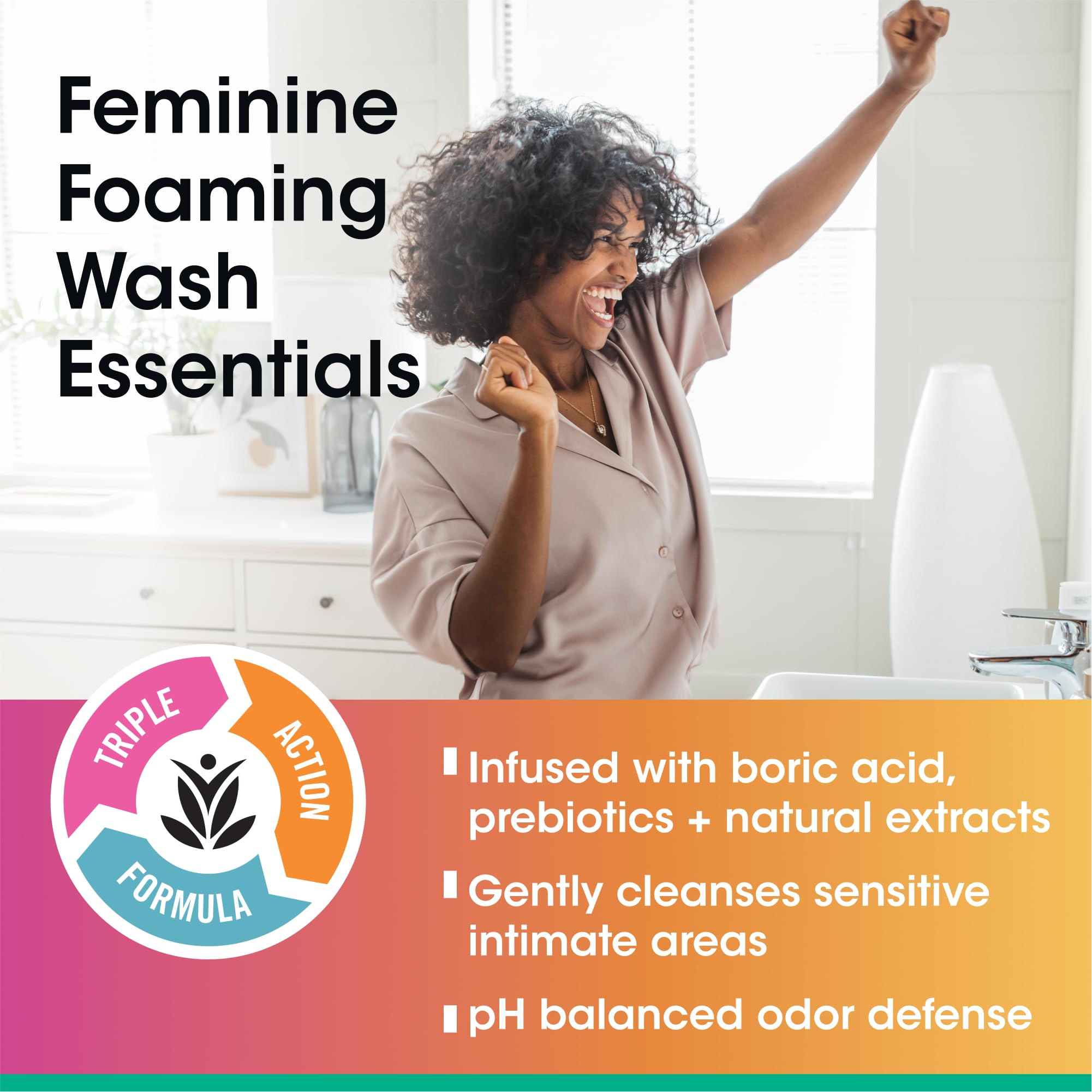 vH Essentials label close-up highlighting pH-balanced formula