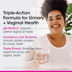 vh essentials probiotics bottle label highlights cranberry and prebiotic blend for feminine health support