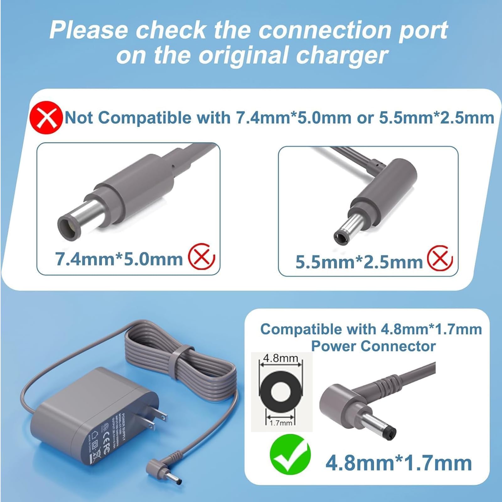 vhbw Dyson charger compatibility list demonstrates broad model support