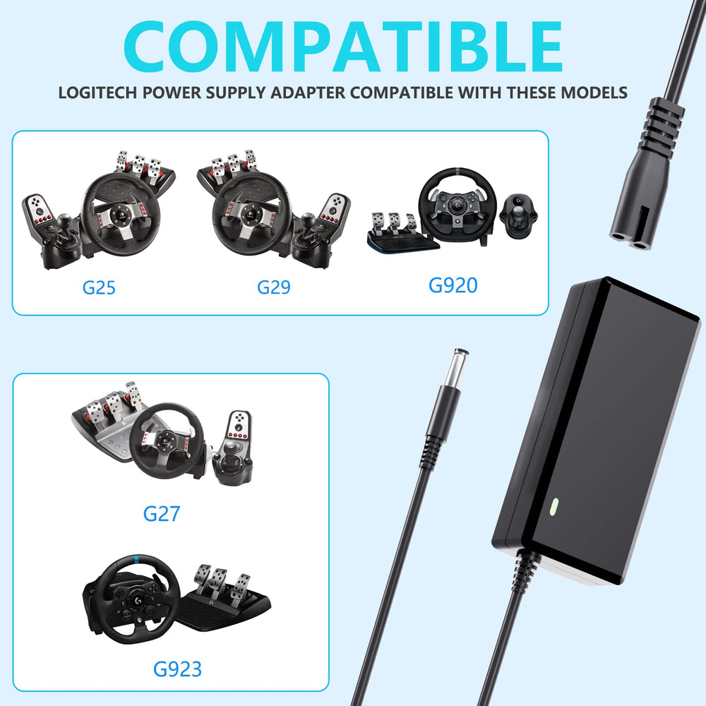 vhbw Logitech G29 power supply cable-length detail highlights 3 m cable for flexible placement.