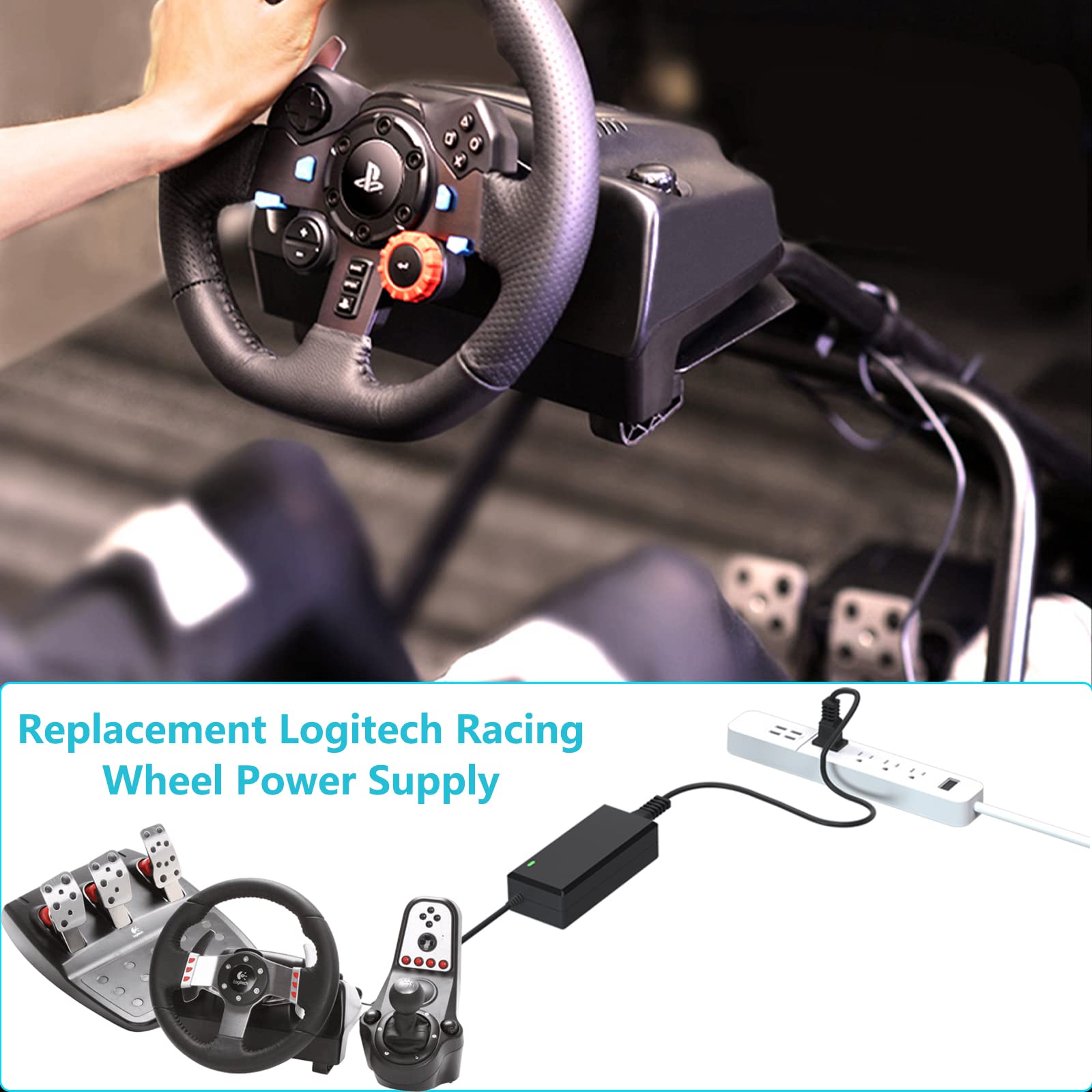 vhbw Logitech G29 power supply specifications show 27V output and universal input compatibility.