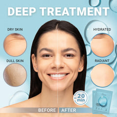 VIABEAUTY open-packaging-hyaluronic-mask demonstrates easy 20-minute routine.
