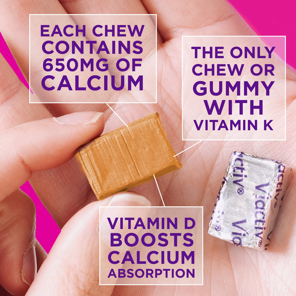 Viactiv serving-size illustration showing daily calcium intake.