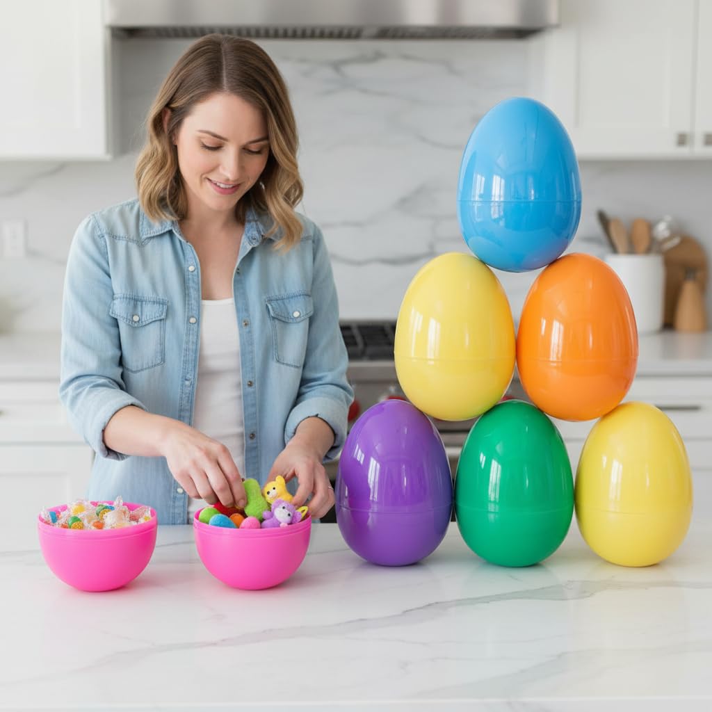 Viaecone jumbo 6-inch Easter egg open-top view showing spacious interior for easy filling