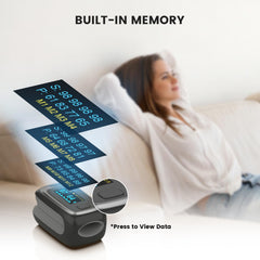 Vibeat oximeter pulse rate readout tracks heart rate during workouts.