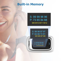 Vibeat oximeter memory stores up to 12 readings for review
