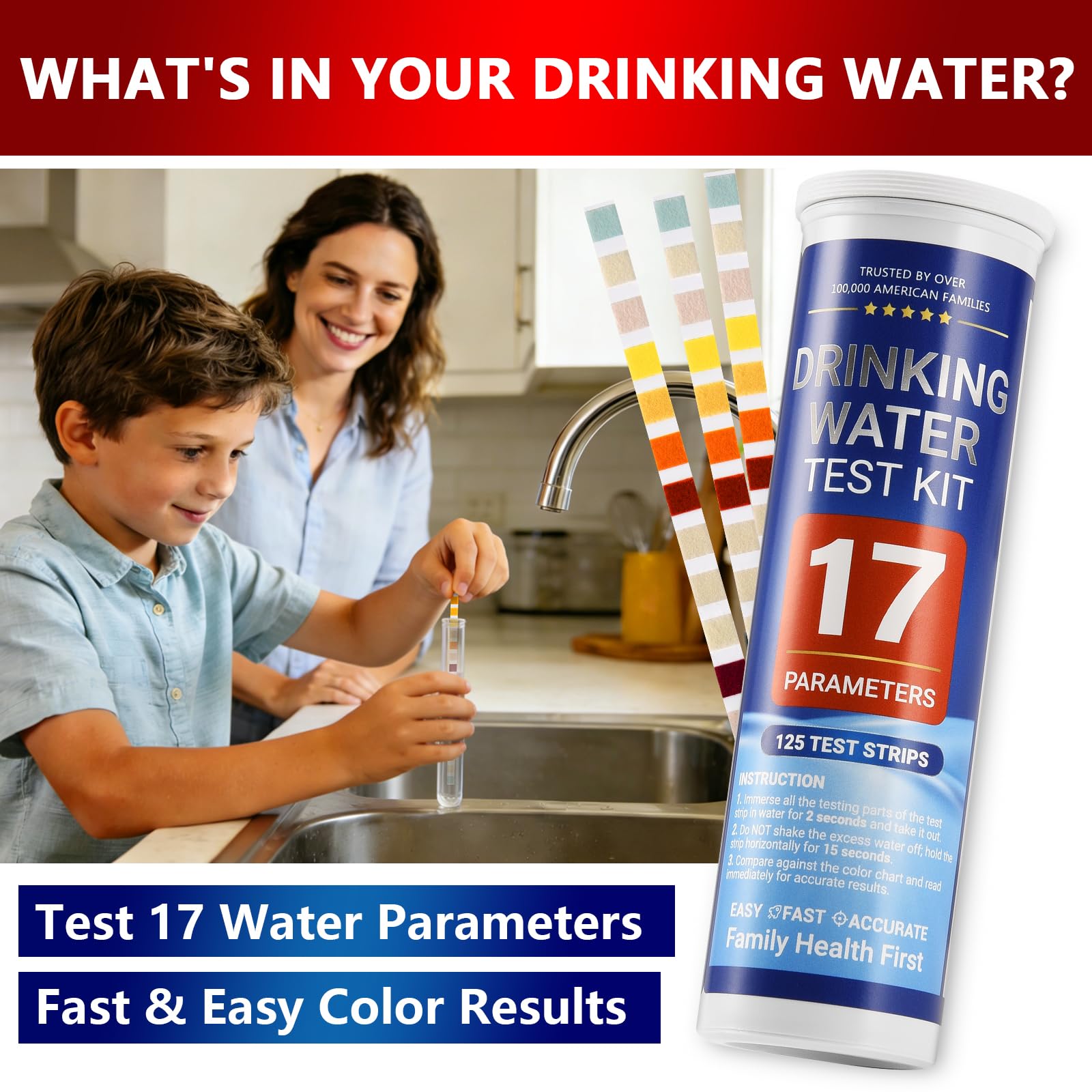VibeEsece test-strip dipping action shows quick at-home checks.