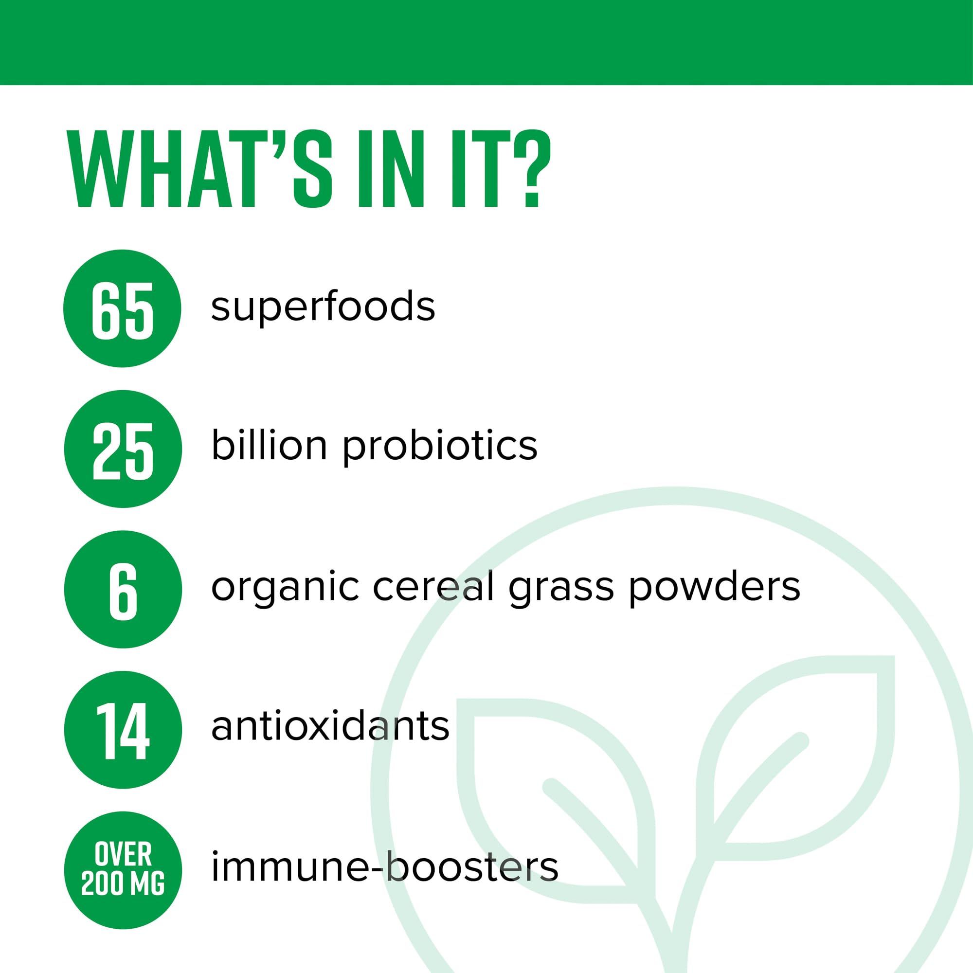 Vibrant Health Green Vibrance scoop beside powder for a quick greens boost.