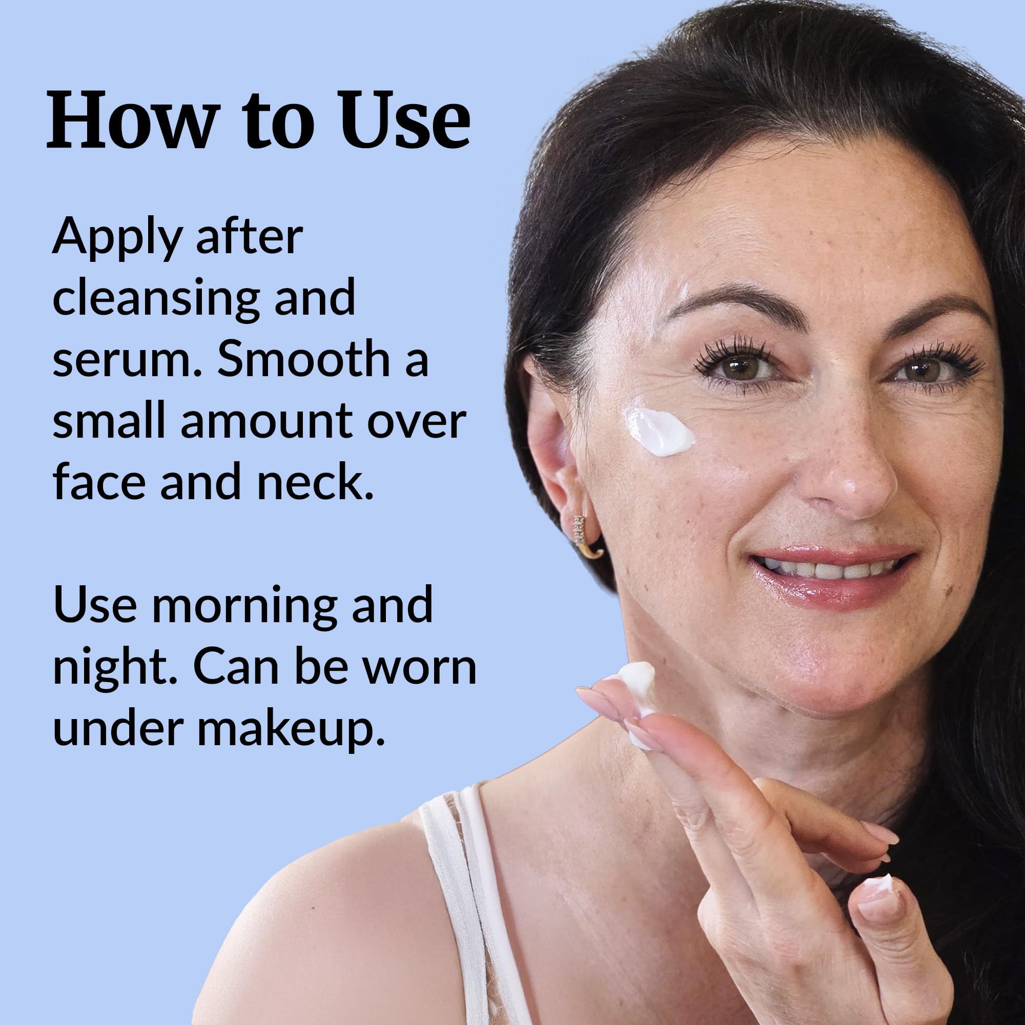 Vibriance Moisturizing Cream applied to the face for daily hydration