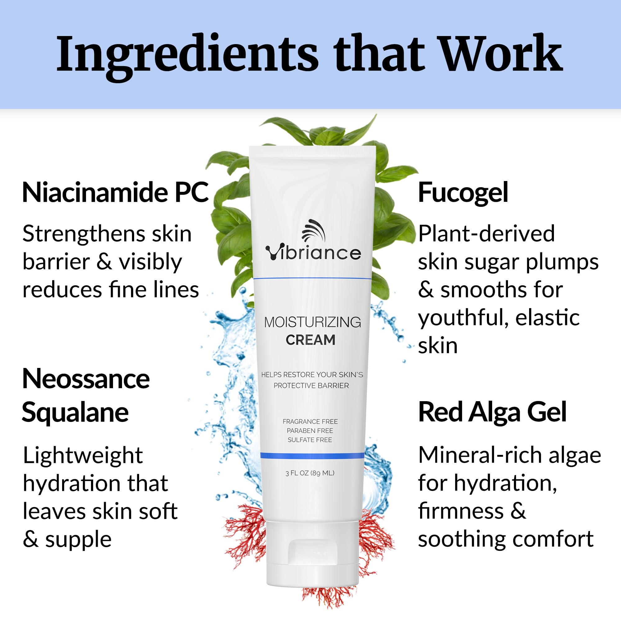 Vibriance Cream with red algae and squalane for enhanced hydration and barrier comfort