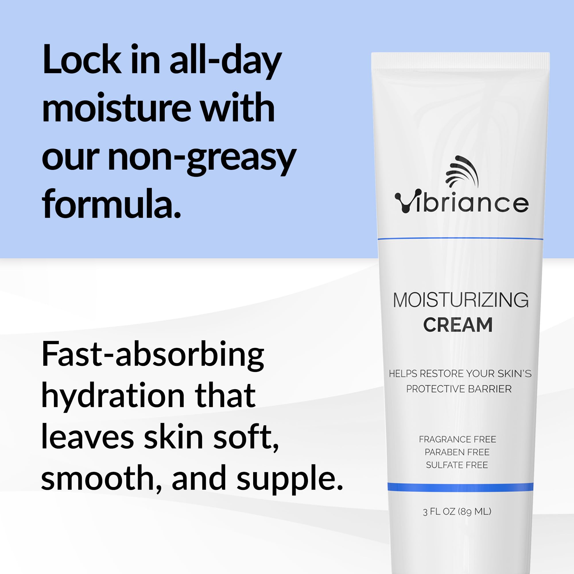 Texture swatch of Vibriance Cream highlighting quick absorption and non-greasy feel