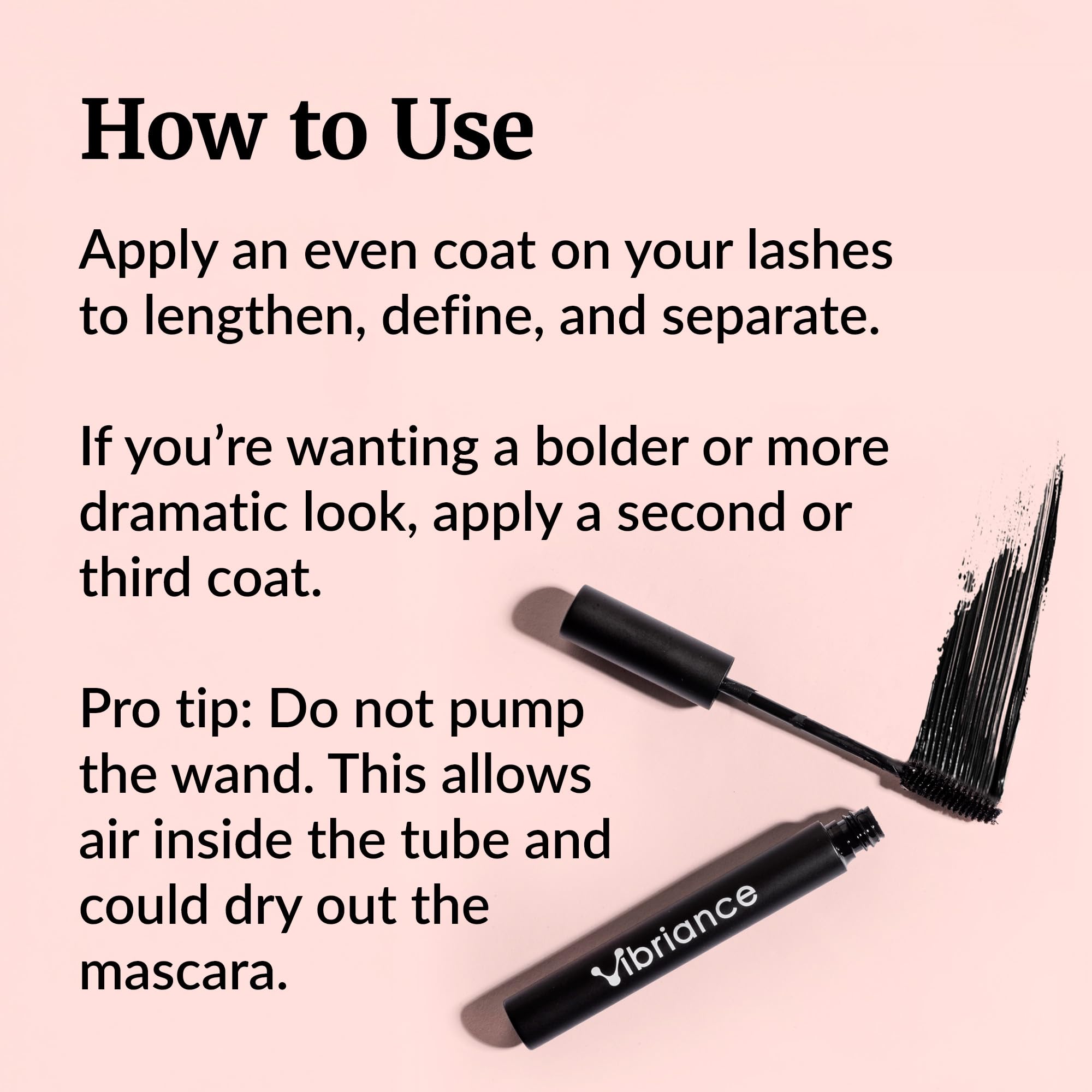 Closeup of tubing mascara showing long-lasting, comfortable wear.