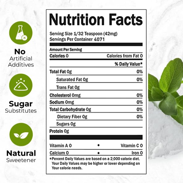 Viccoky Organic Stevia Powder packaging label highlights additive-free sweetness.