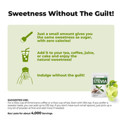 Viccoky Stevia Powder scoop demonstrates precise dosing for consistent sweetness.