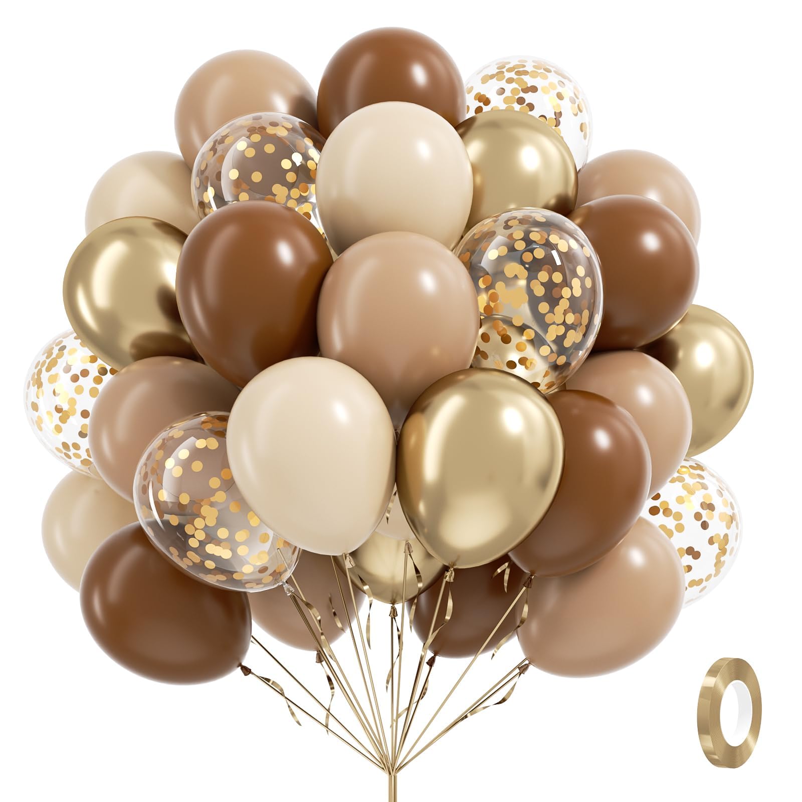 Vicduotex 60pcs brown and gold balloons set for elegant neutral decor ideas.