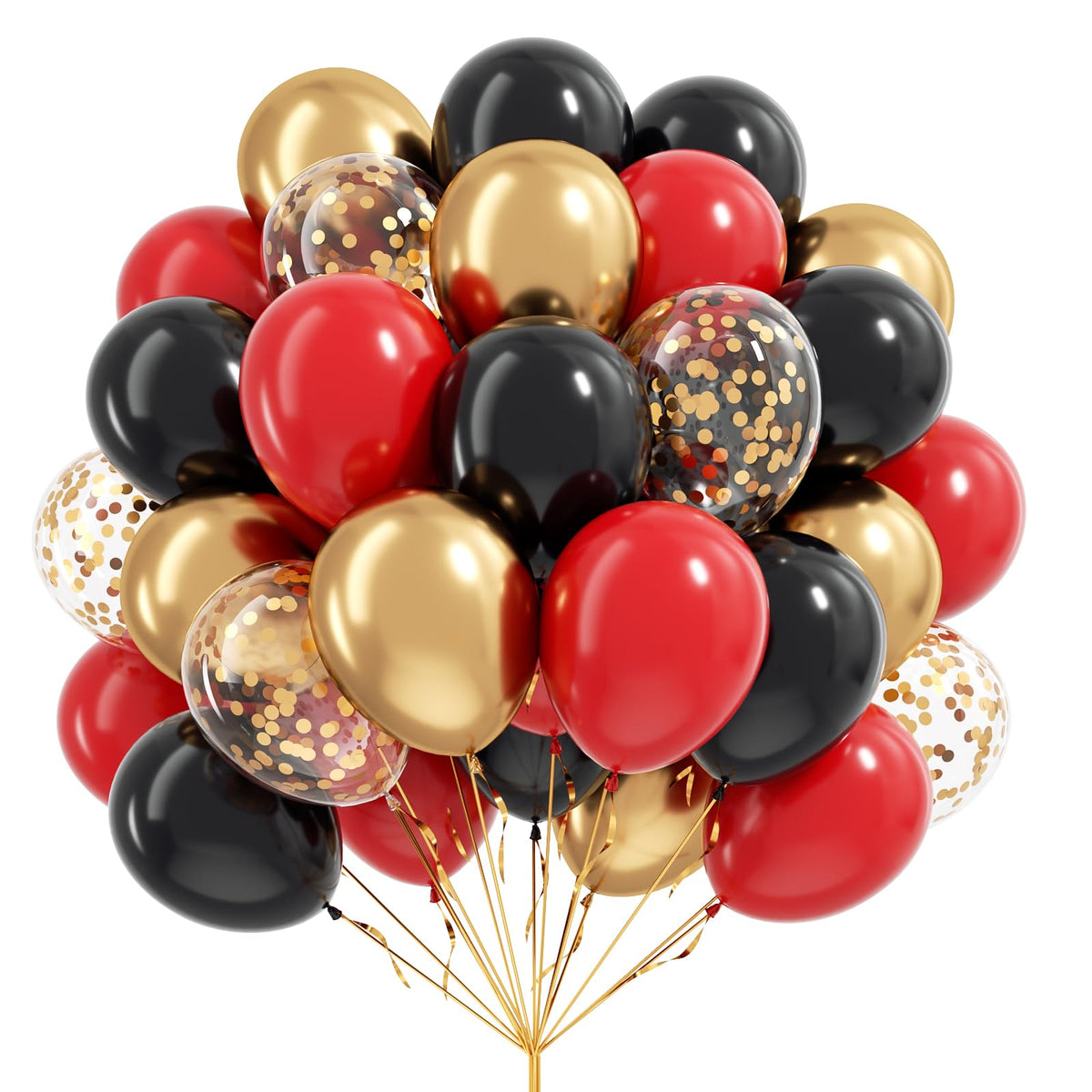 Vicduotex red black gold balloons pack ready for 60-piece party decor