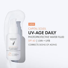 Vichy Capital Soleil UV-Age Daily SPF 60 invisible finish on diverse skin tones.