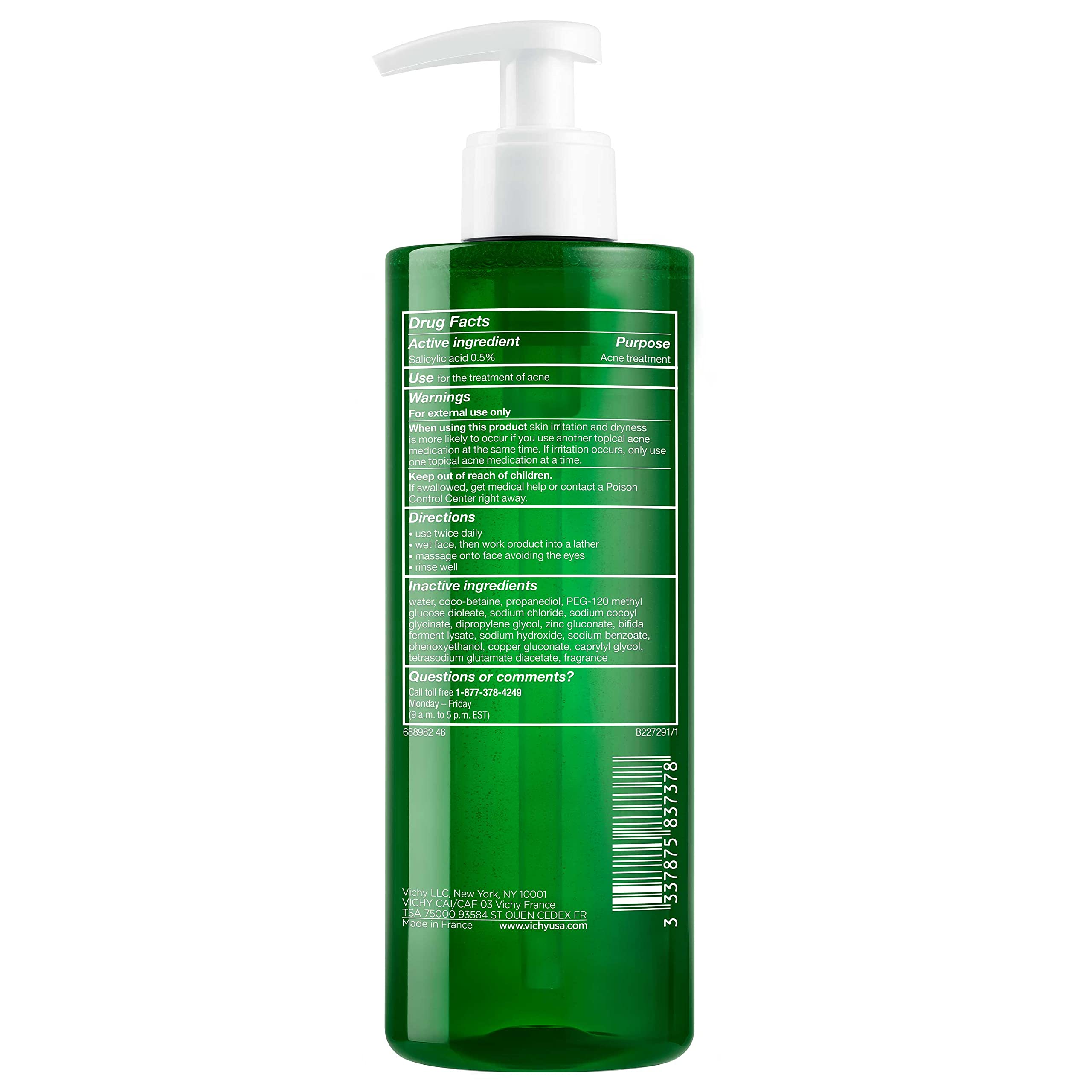 VICHY Normaderm packaging shot underscores paraben-free sulfate-free formula.