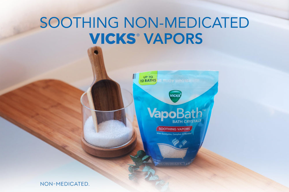 Vicks VapoBath easy to dissolve in warm water for a quick soak