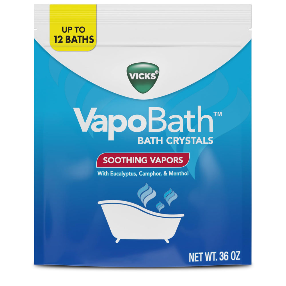 Vicks VapoBath crystals melt to create a relaxing spa-like bath moment