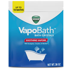 Vicks VapoBath crystals melt to create a relaxing spa-like bath moment