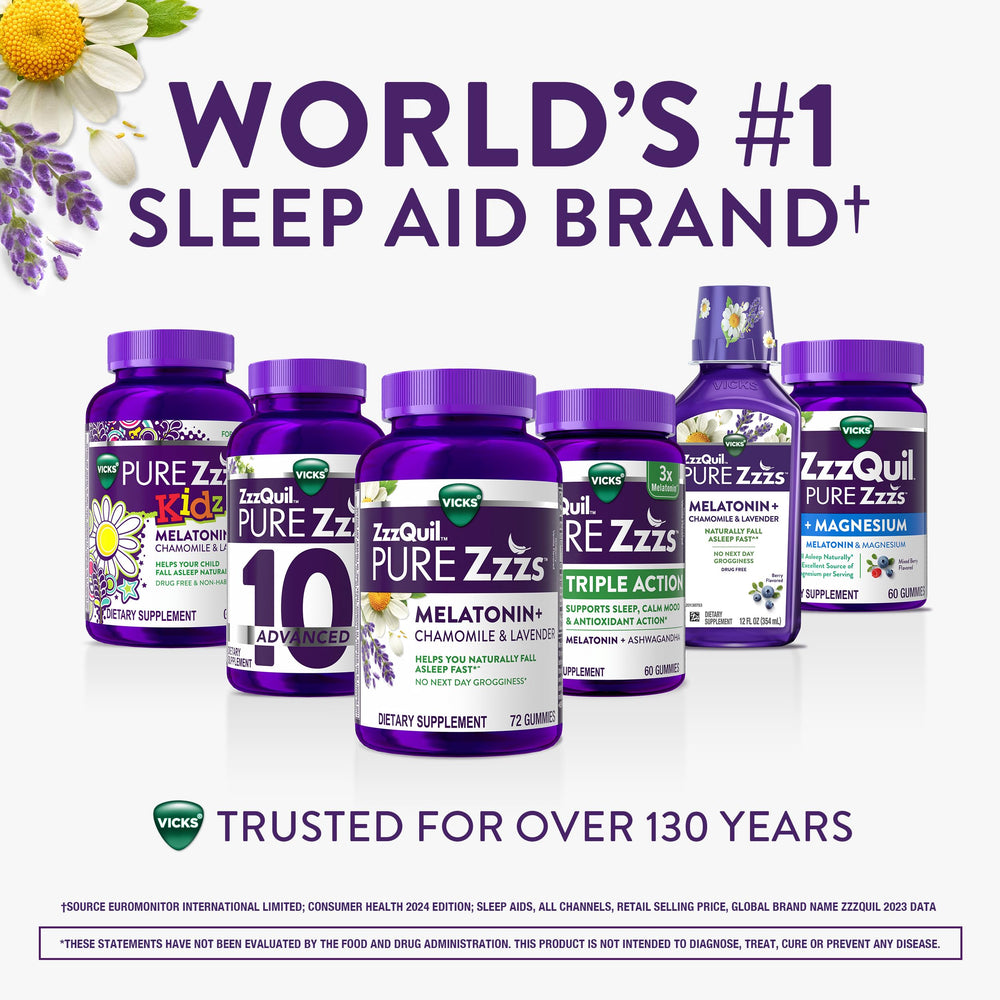Vicks ZzzQuil Pure Zzzs lavender and chamomile botanicals for calming sleep
