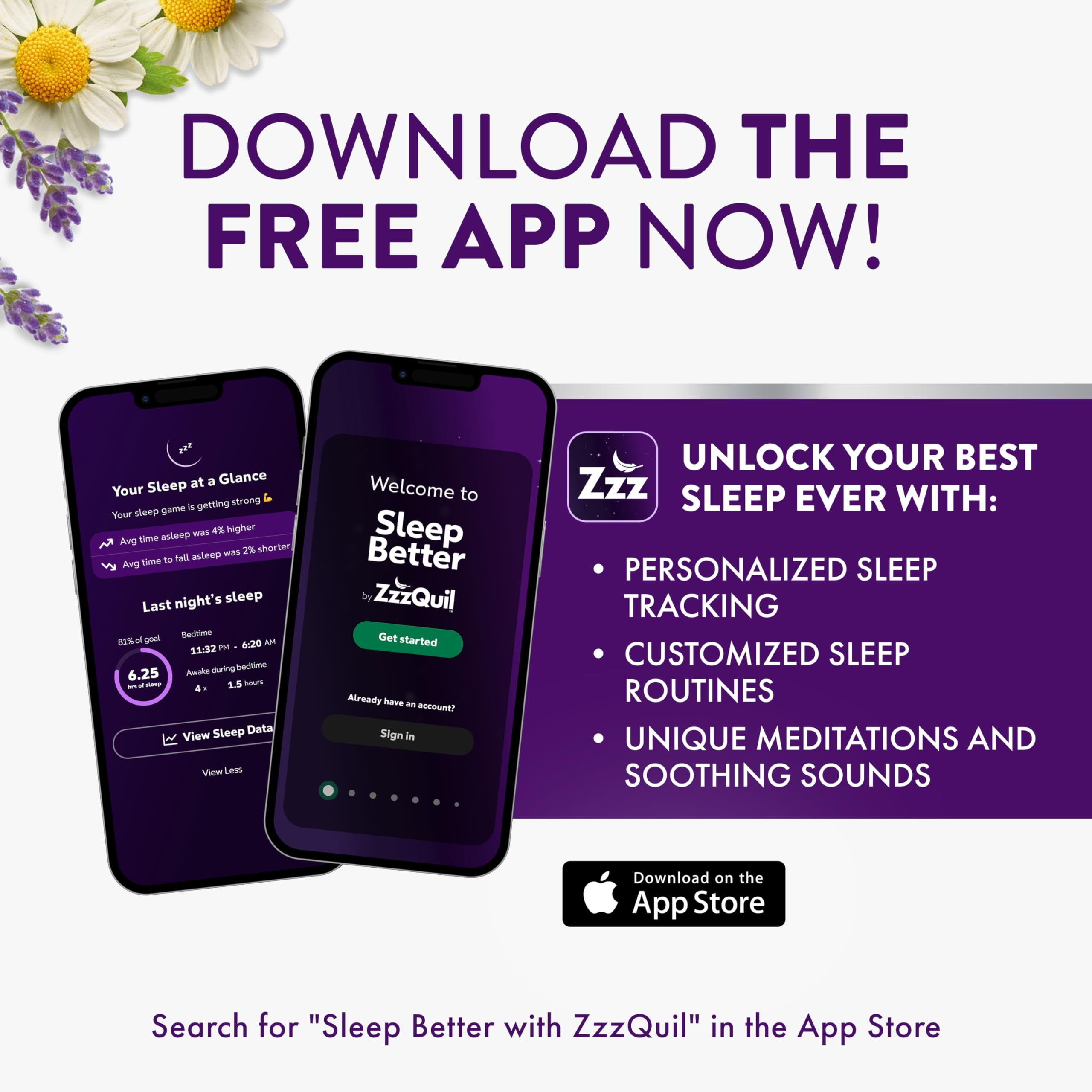 Bottle with brand logo highlighting sleep wellness benefits.