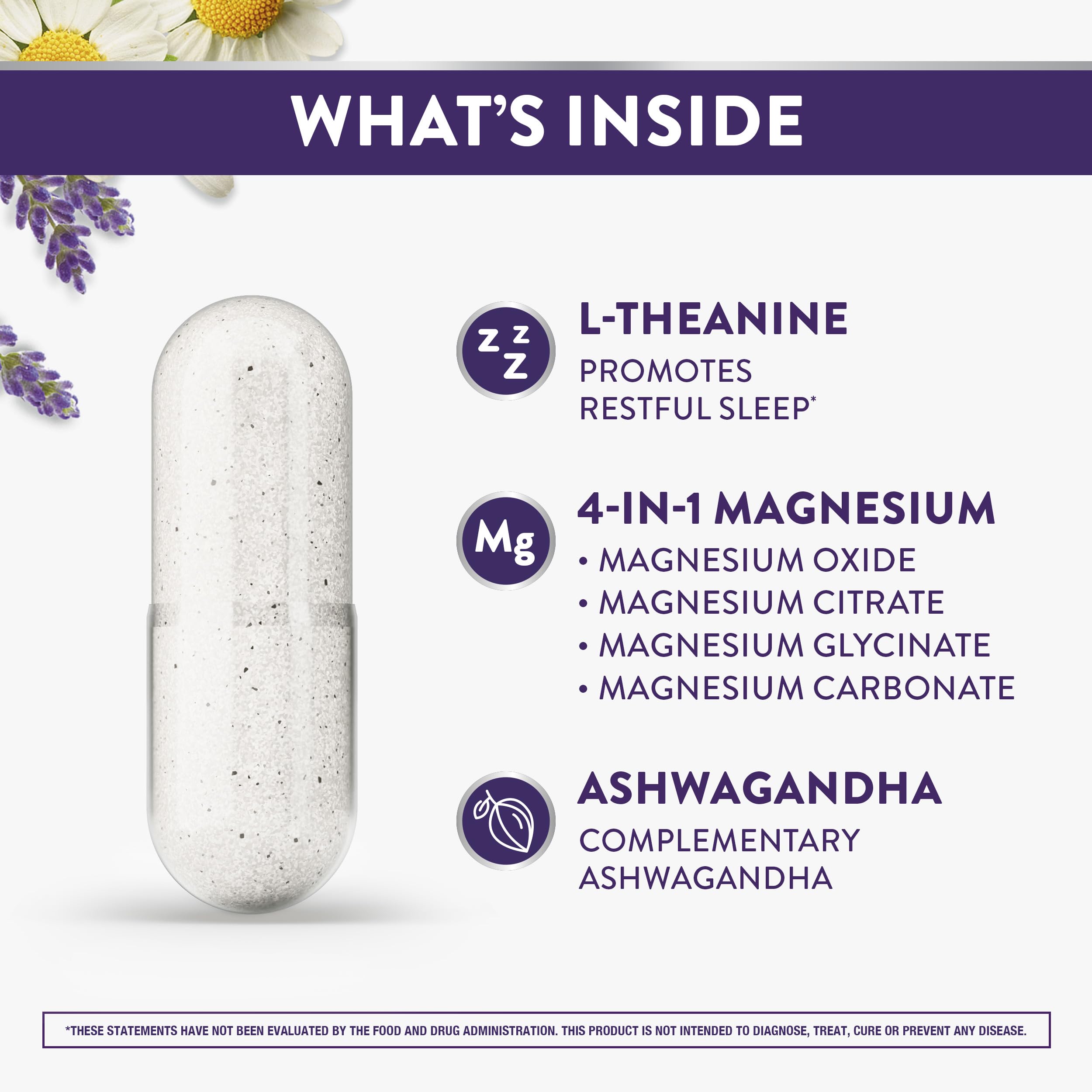 ZzzQuil Pure Zzzs capsules close-up highlighting the magnesium blend.