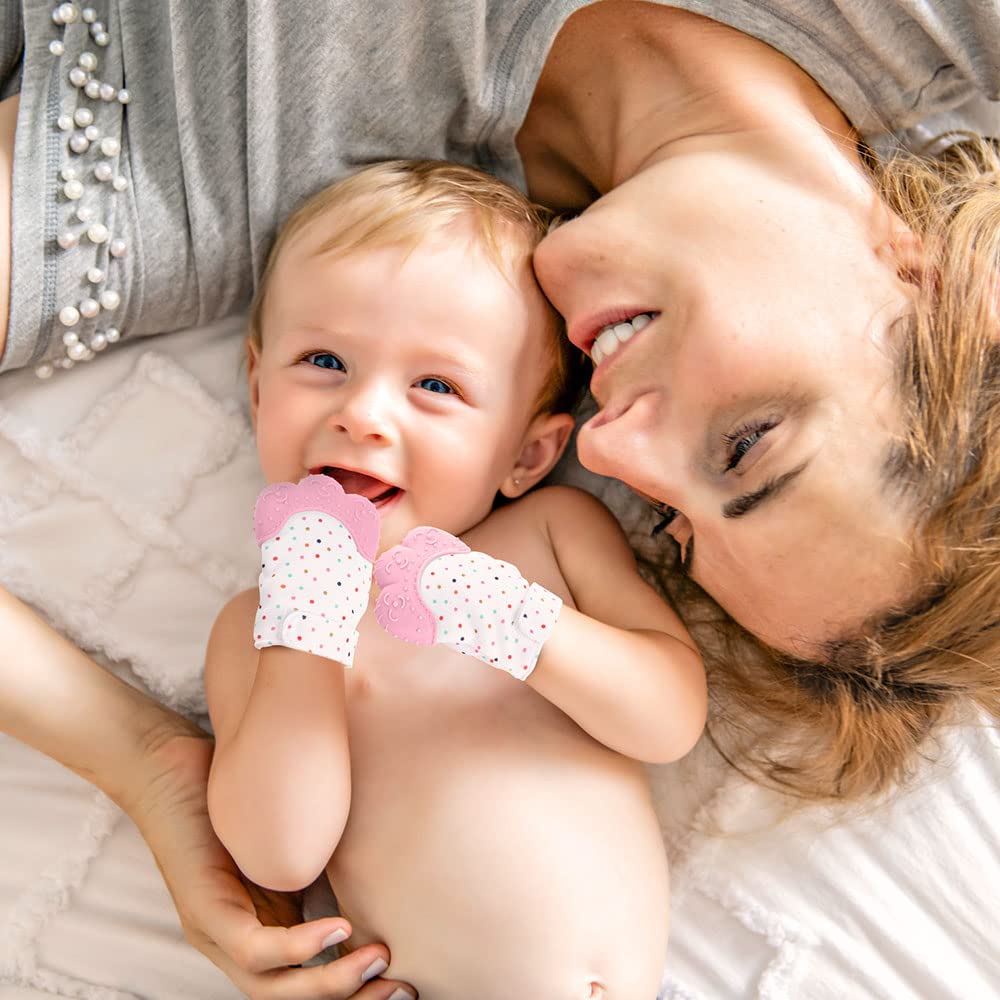 Vicloon gift-ready teething mitts ideal for baby showers and new parents.