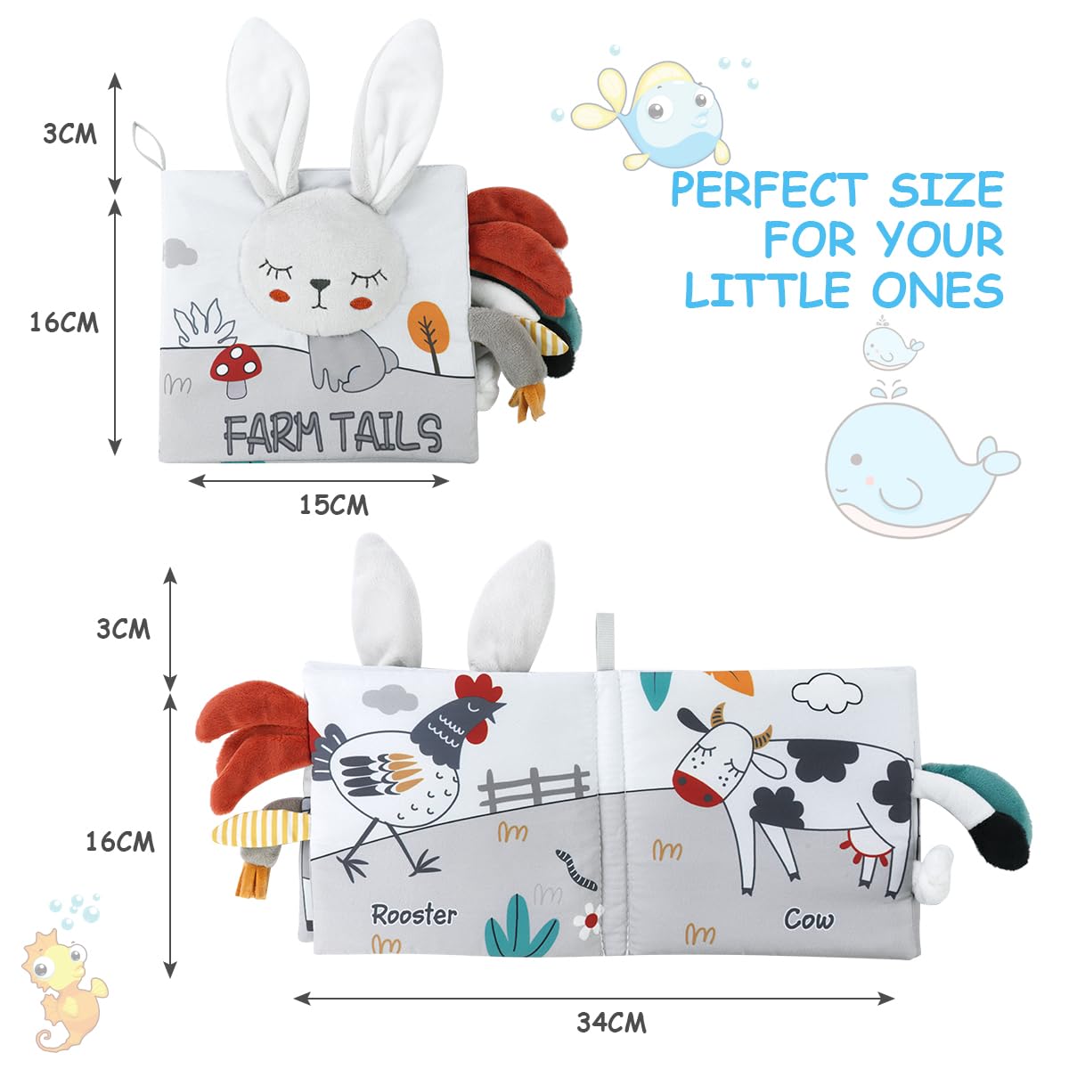 Vicloon rabbit cloth book rustling sound enhances baby curiosity during play.