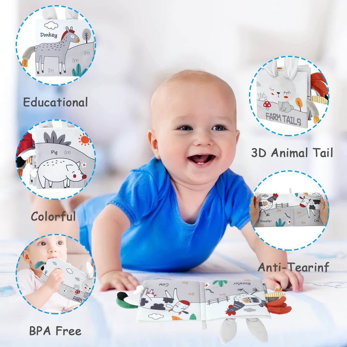 Vicloon rabbit cloth book with stroller handle for easy on the go use.
