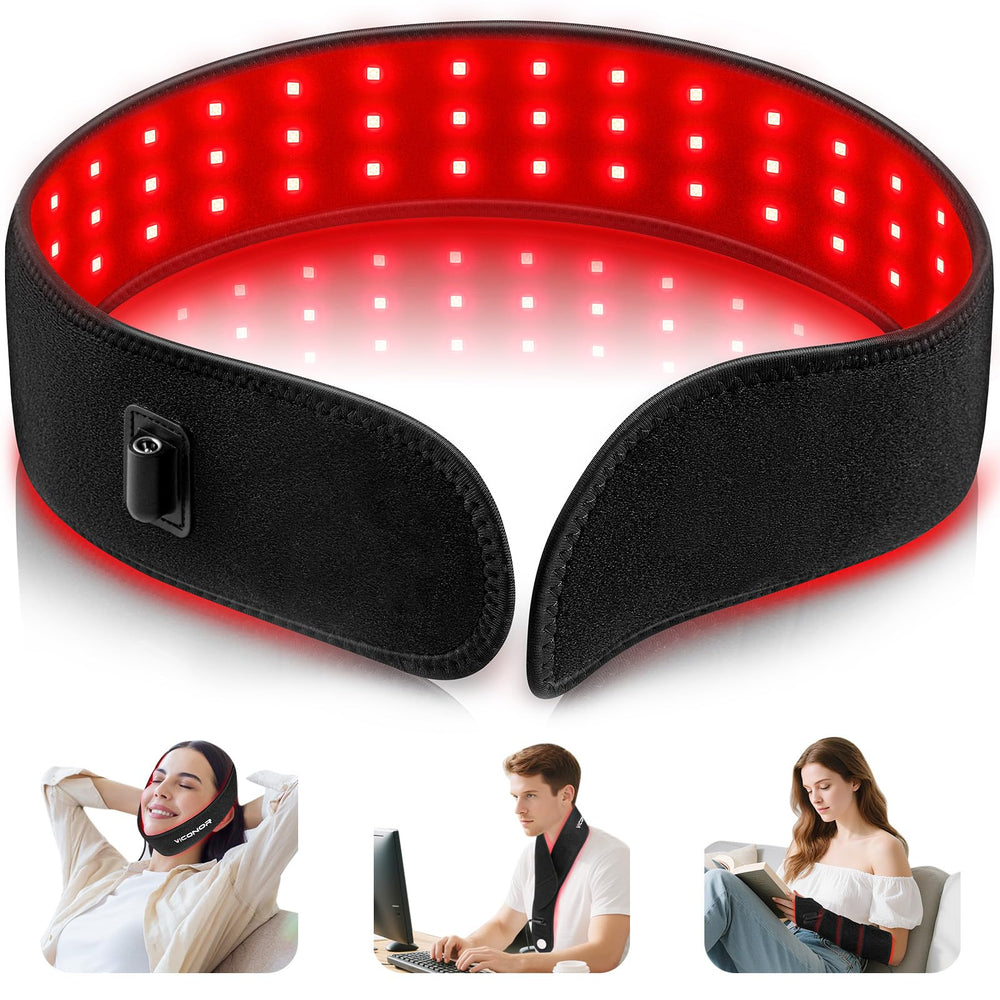 Viconor red light therapy belt front view for neck and back tension relief