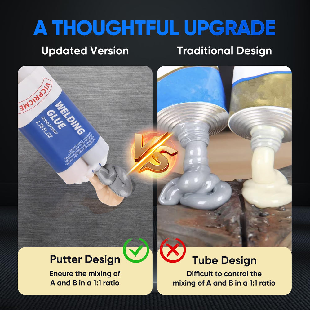Vicpricme Metal Glue curing on a vertical surface without dripping