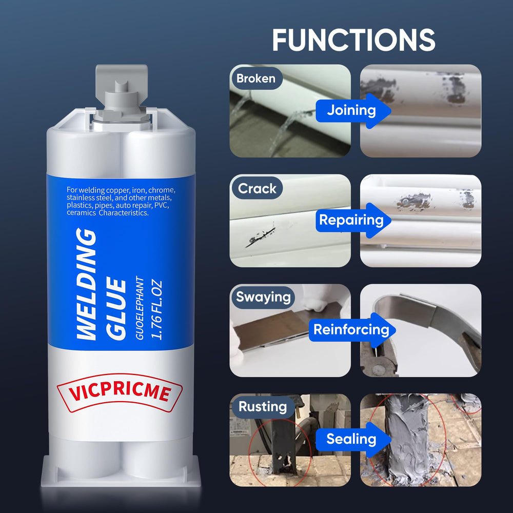 Vicpricme Metal Glue applied to metal surface for durability