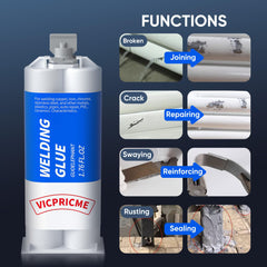 Vicpricme Metal Glue applied to metal surface for durability
