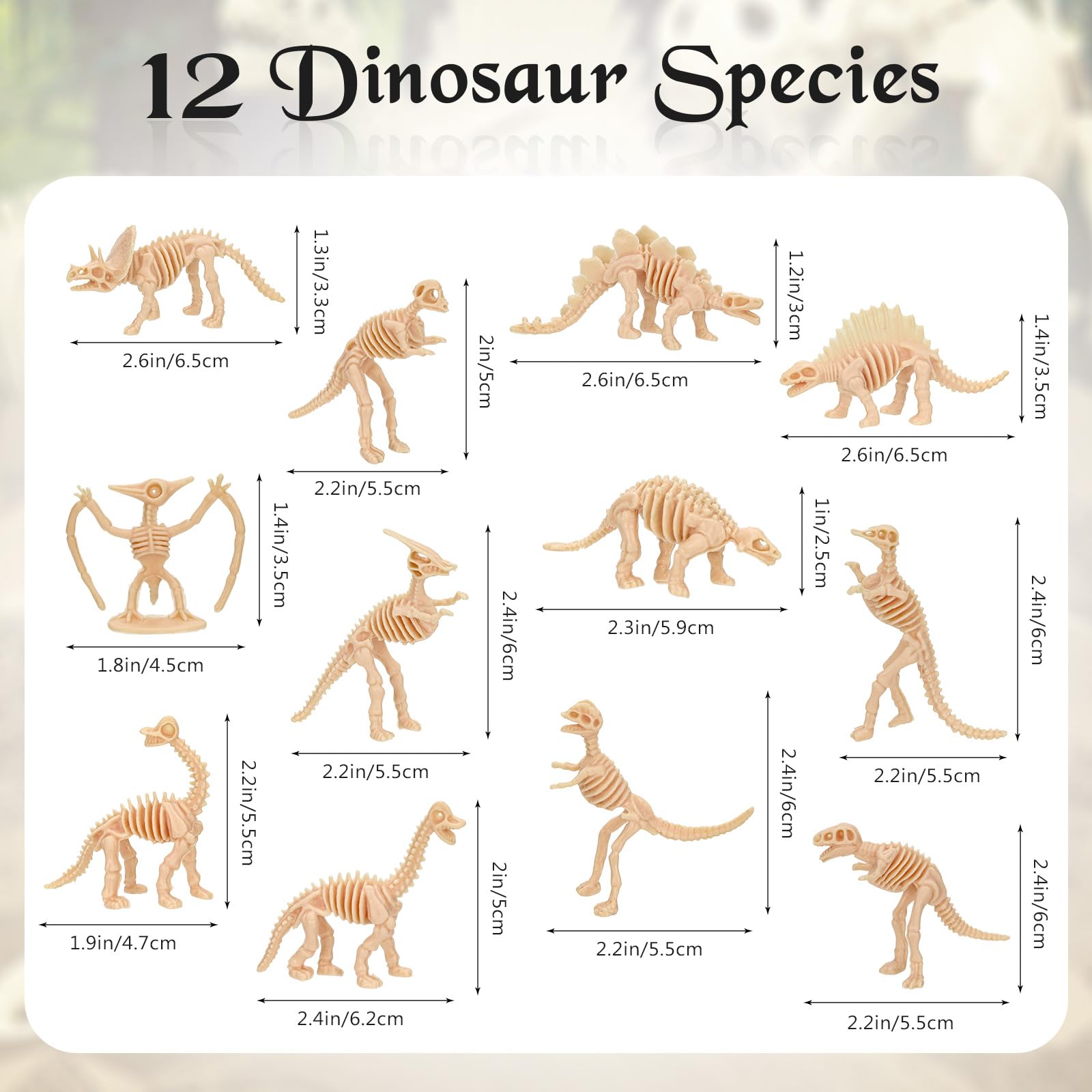 VICROIC dinosaur skeleton figurines – variety pack for classroom demos and party decorations.