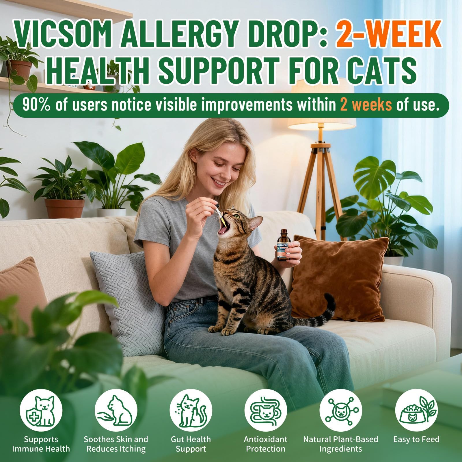 VICSOM skin-coat health shot highlights softer fur and less irritation.