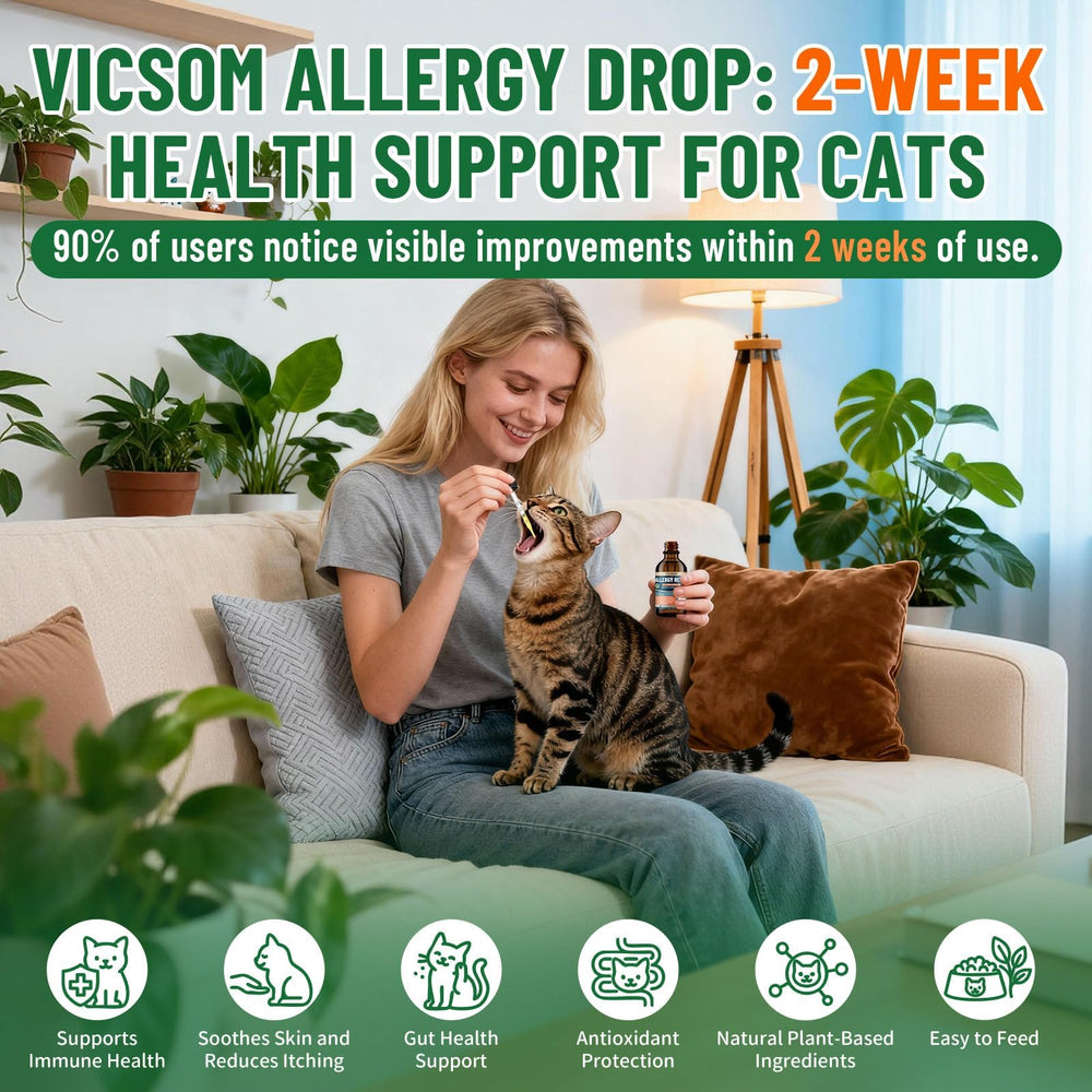 VICSOM skin-coat health shot highlights softer fur and less irritation.