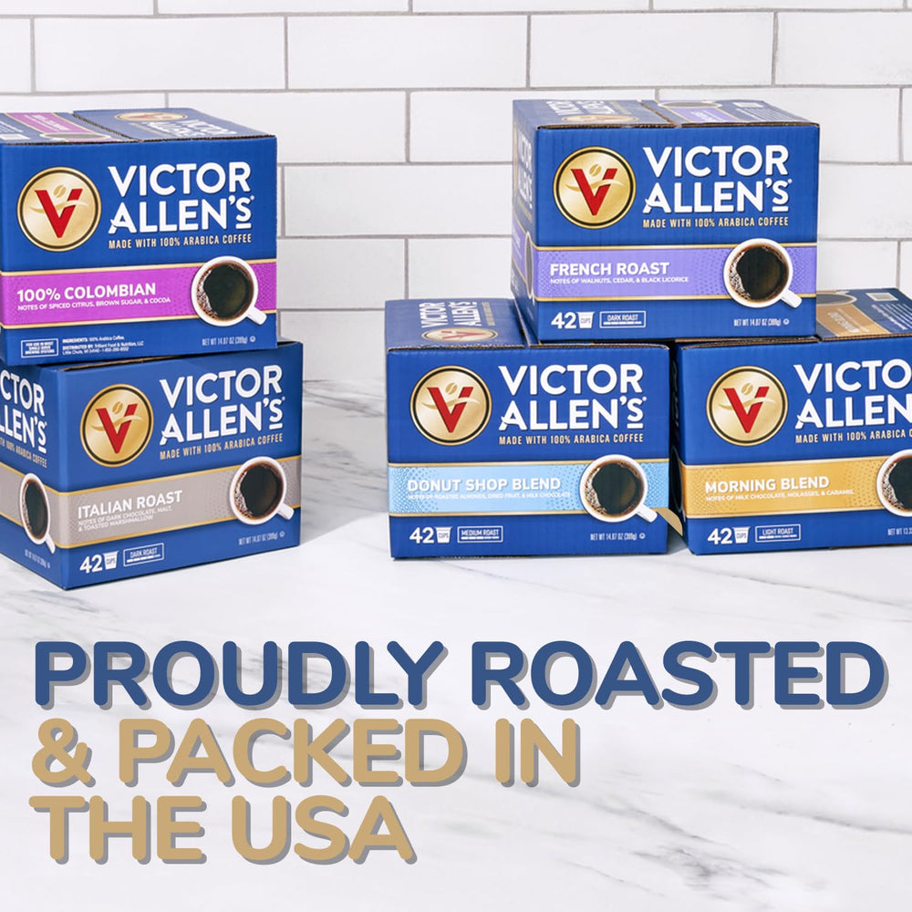Victor Allen's Coffee Arabica beans sourcing map hints premium origins.