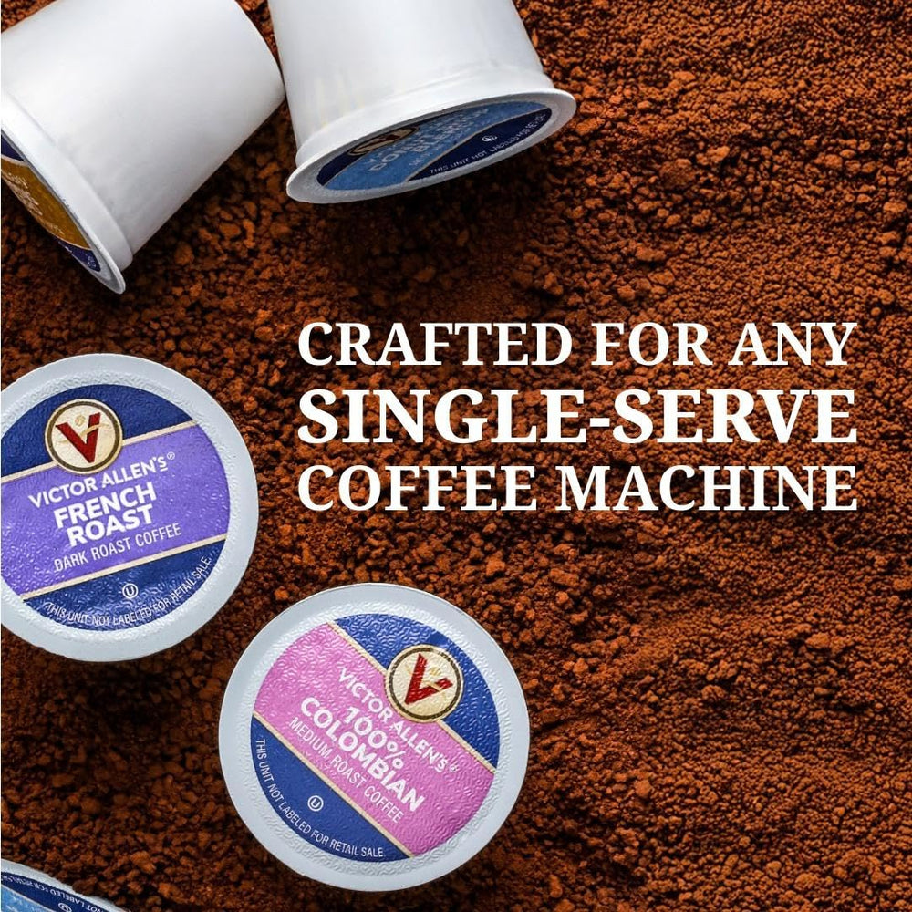 Victor Allen's Coffee pods brewing steam for quick, consistent mornings.