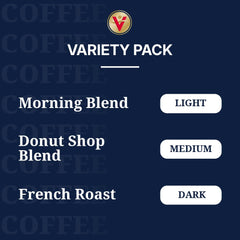 Victor Allen's Donut Shop Blend pod pack ready for a balanced mid roast