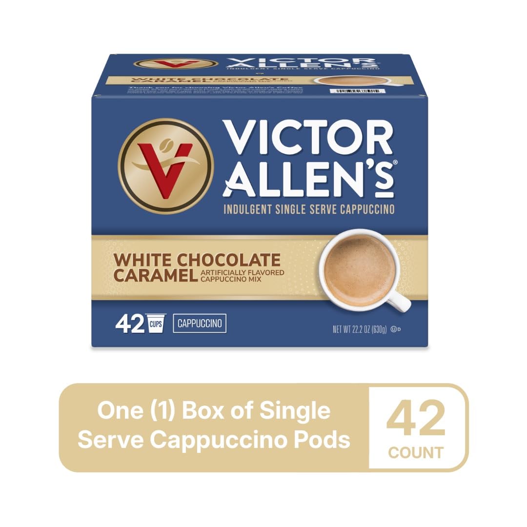 Victor Allen's cappuccino in cup ready to enjoy at home.