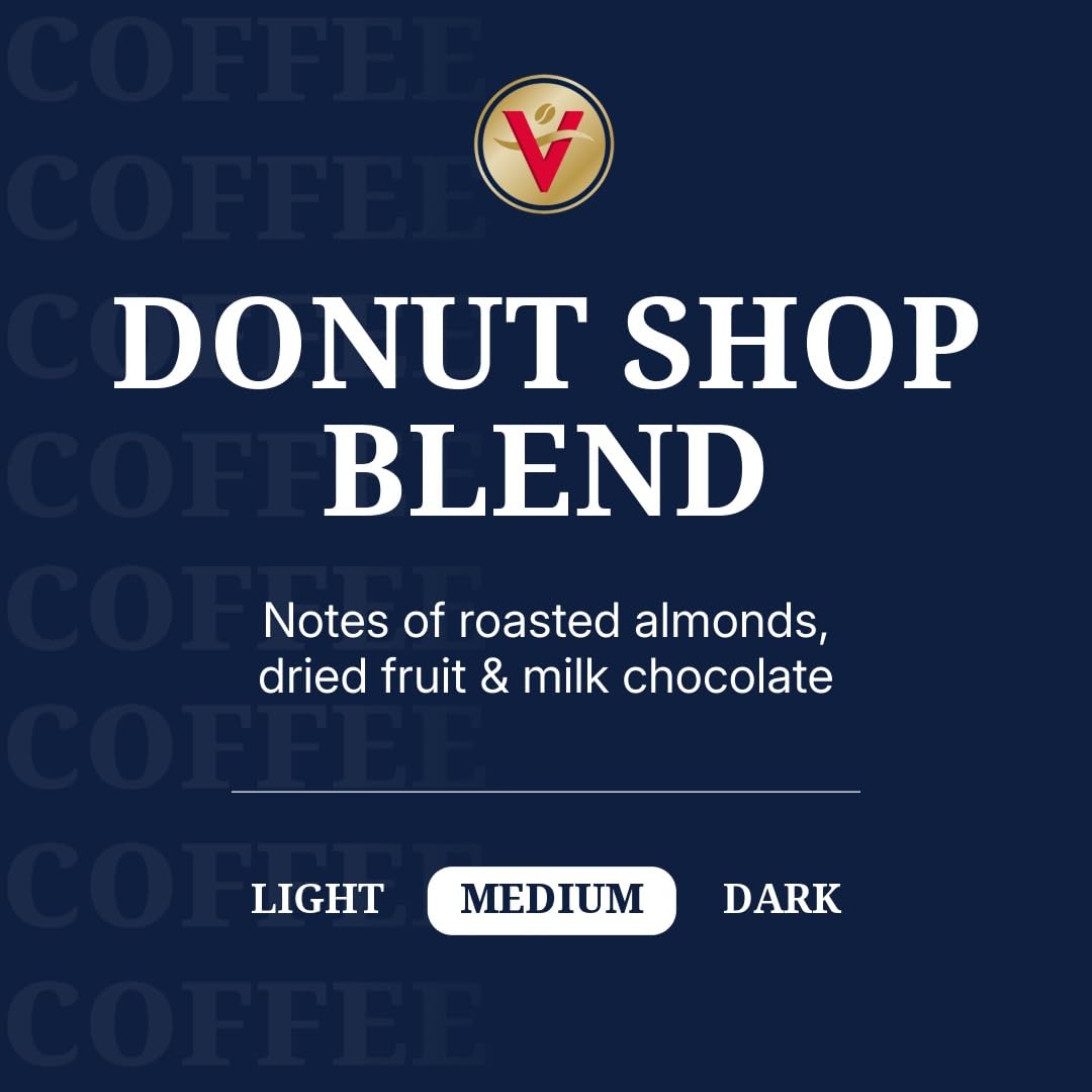 Donut Shop Blend pods close-up highlighting medium roast and smooth finish