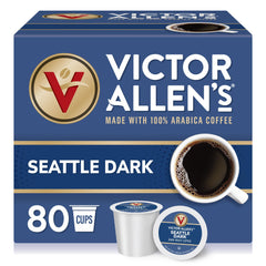 Victor Allen's Seattle Dark pods boxed for quick single-serve coffee.