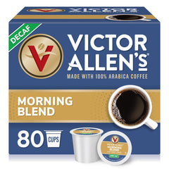 Victor Allen's decaf Morning Blend pods box for easy daily decaf option.