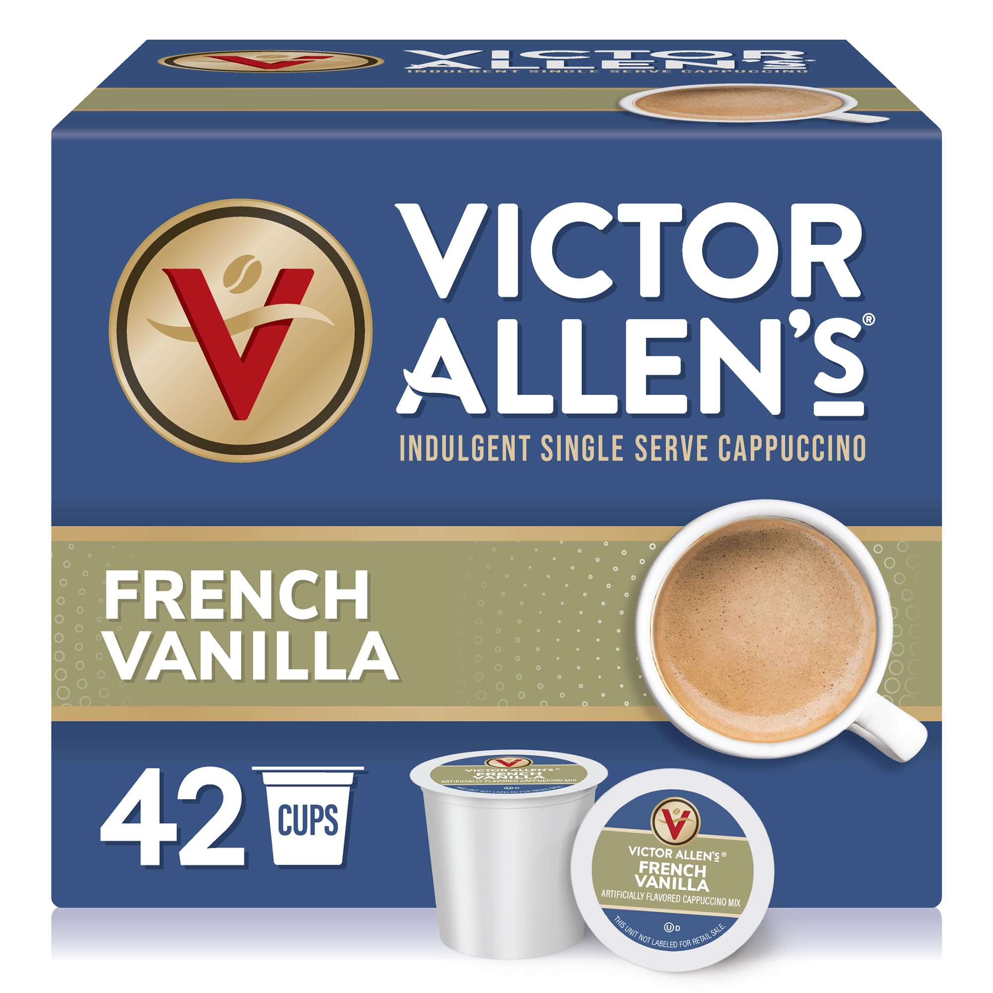 Victor Allen's French Vanilla cappuccino pods 42-count box for quick mornings